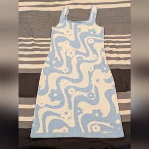 Hollister Blue & White Knit Mini Dress XS Y2K New